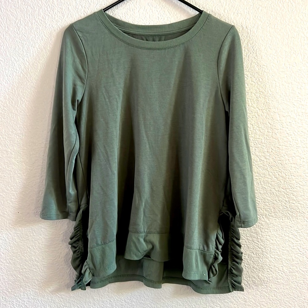 Cupio Olive Green 3/4 Length Sleeve Top Size M